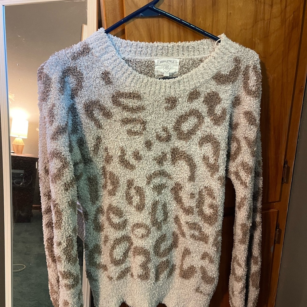 Absolutely Cream and Brown Leopard Sweater